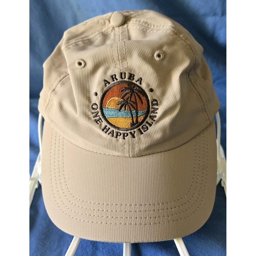 Ouray Aruba "One Happy Island" Cap Hat Beige Adult Adjustable Vacation OSFM‎